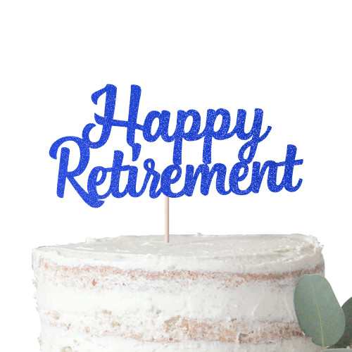 Rsstarxi 1 Pack Happy Retirement Cake Topper Glitter Retirement Cake Pick for Retirement Theme Party Cake Decoratios Supplies Dark Blue
