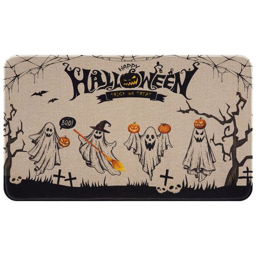 FRAMICS Halloween Outdoor Indoor Mat, Trick or Treat Rug Indoor for Entryway, Non Slip Door Mat Indoor Entrance for Entryway, Patio, Ghost Front Door Rug, Hallowmas Home Gifts Decors 17 x 30 Inch