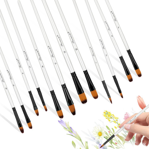 TIESOME Filbert Paint Brushes Set, 12 Pcs Artist Paint Brush Nylon Art Craft Brushes Professional Art Paint Brushes Kit Round Tips Nylon Hair Paintbrushes for Acrylic Watercolor Gouache Oil Painting TIESOME Filbert Paint Brushes Set, 12 Pcs Artist Paint Brush Nylon Art Craft Brushes Professional Art Paint Brushes Kit Round Tips Nylon Hair Paintbrushes for Acrylic Watercolor Gouache Oil Painting