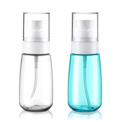 Wowang 2 Pack Travel Size Bottles Fine Mist Spray Bottles TSA Approved 2oz/60ml Refillable Cosmetic Leak Proof Spray Bottle for Hair Perfumes Skincare Water Face Sprayer(Clear+Green)