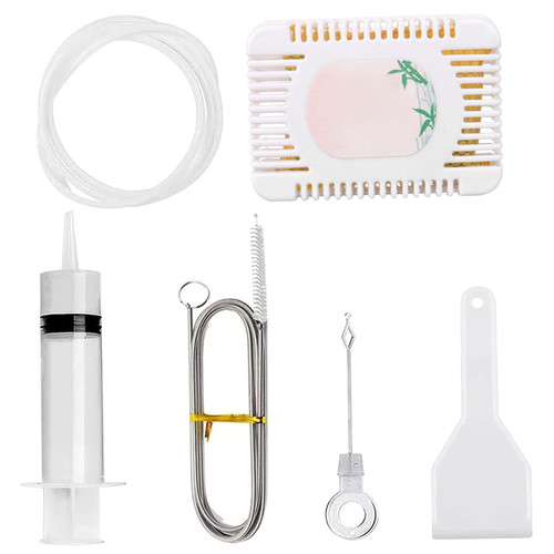 Water Filters Fridge Drain Hole Cleaning Tool 6Pcs Fridge Cleaner Frozen Refrigerator Dredge Tool 59 Inch Long Flexible Drain Pipe Cleaning Brush Deodorizer Box