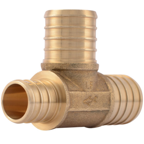 SharkBite 1 x 3/4 x 1 Inch Crimp Reducing Tee, Brass Plumbing Fitting, PEX Pipe, PE-RT, UC418LFA