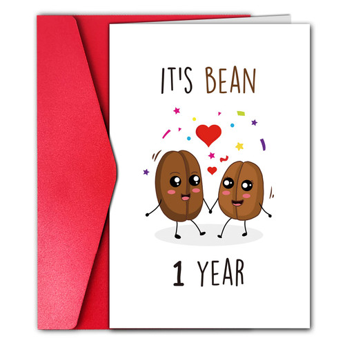 GYYsweetus Pun 1 Year Anniversary Card for Boyfriend, Funny One Year Anniversary Girlfriend Gift, 1st Wedding Anniversary Card for Husband Wife