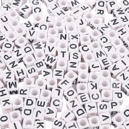100Pcs Cube Acrylic Letter Beads 6x6mm White Alphabet Beads for DIY Bracelet Necklace Jewelry Making 100Pcs Cube Acrylic Letter Beads 6x6mm White Alphabet Beads for DIY Bracelet Necklace Jewelry Making