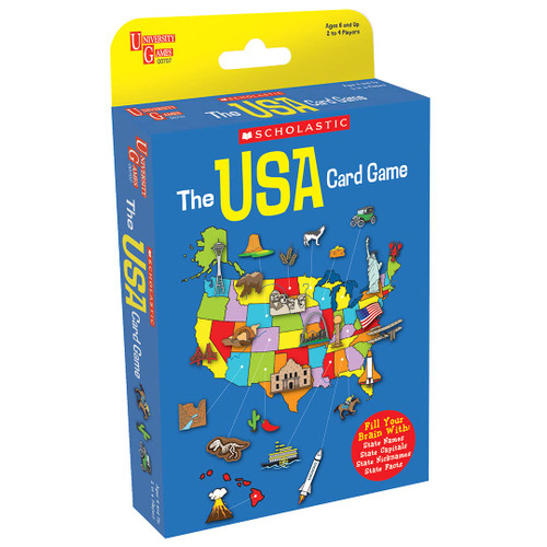 University Games | Scholastic USA Travel Card Game, Learn State Capitals and Historic Facts, Great Geography Challenge Card Game for Kids Ages 6 and Up