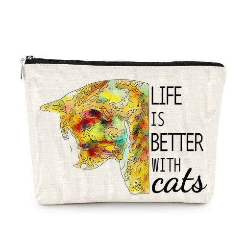EXUQO Life is Better with Cats Modern Graffiti Kitty Cat Makeup Bag Cosmetic Bag Travel Toiletry Zipper Pouch, Cat Mom Gifts for Women, Cat Owner Gifts, Cat Lovers Women Girls Gifts EXUQO Life is Better with Cats Modern Graffiti Kitty Cat Makeup Bag Cosmetic Bag Travel Toiletry Zipper Pouch, Cat Mom Gifts for Women, Cat Owner Gifts, Cat Lovers Women Girls Gifts