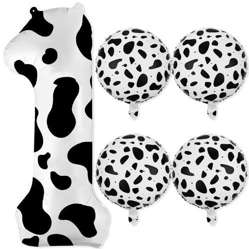 Cow Print Number 1 Balloons, 40 Inch Large Number 1 Balloon 18 Inch Cow Foil Balloons for 1st First One Birthday Cow Theme Party Decorations for a Girl Boy Baby Shower Farm Animal Cow Party Supplies