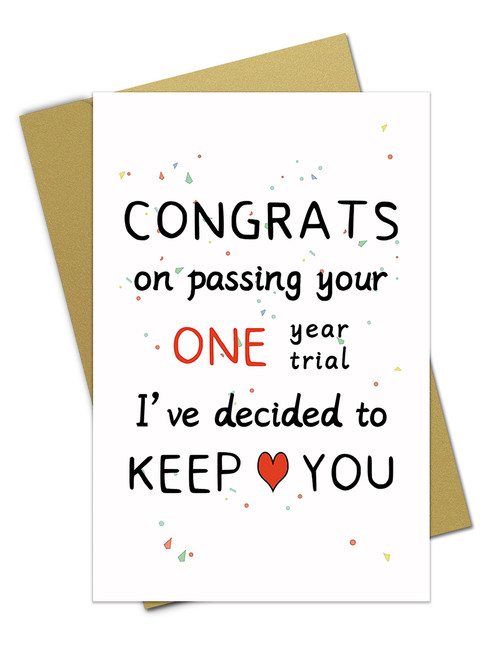 Fumnwoks 1 Year Anniversary Card Gifts for Him Humorous One Year Anniversary Card for Boyfriend Girlfriend Gift Funny Wedding Anniversary Cards for Husband Wife