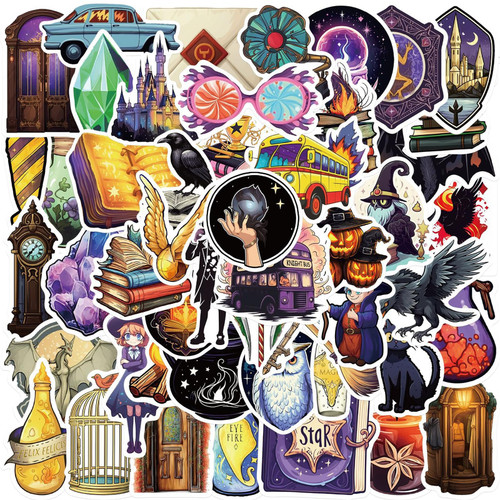 Cartoon Magic Academy Stickers for Kids Magic Potion Stickers, Aesthetic Vinyl Waterproof Halloween Wine Bottle Glassy Bottle Magic Item Stickers Cup Skateboard Phone Laptop for Teens Adults (Magic)