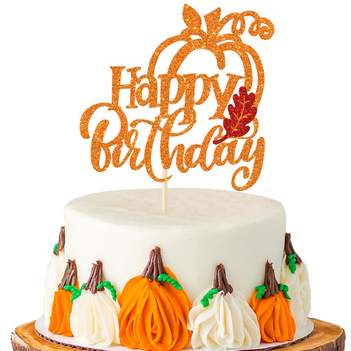Rsstarxi 1 Pack Pumpkin Happy Birthday Cake Topper Glitter Autumn Fall Maple Leaves Thanksgiving Birthday Cake Pick for Baby Shower Pumpkin Themed Birthday Party Cake Decorations Orange Rsstarxi 1 Pack Pumpkin Happy Birthday Cake Topper Glitter Autumn Fall Maple Leaves Thanksgiving Birthday Cake Pick for Baby Shower Pumpkin Themed Birthday Party Cake Decorations Orange