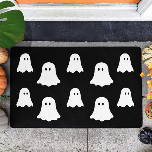 TRUEDAYS Halloween Door Mat, Black Ghosts Outdoor Indoor Welcome Rug Durable Bedroom Door Mats, Cute Cartoon Spooky Halloween Decoration Doormat with Non Slip Rubber Backing TRUEDAYS Halloween Door Mat, Black Ghosts Outdoor Indoor Welcome Rug Durable Bedroom Door Mats, Cute Cartoon Spooky Halloween Decoration Doormat with Non Slip Rubber Backing
