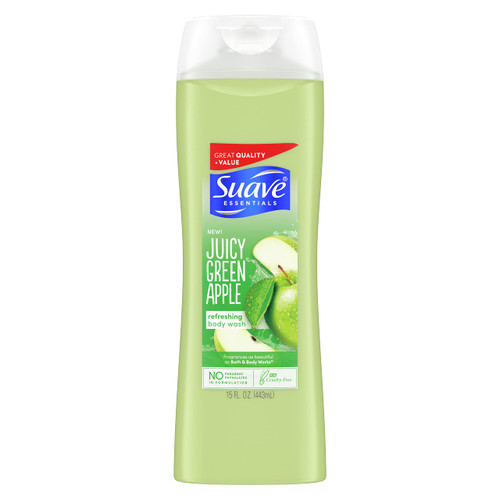 Suave Essentials Body Wash for Hydrated Skin Juicy Green Apple,Paraben Free Body Wash 15 oz Suave Essentials Body Wash for Hydrated Skin Juicy Green Apple,Paraben Free Body Wash 15 oz