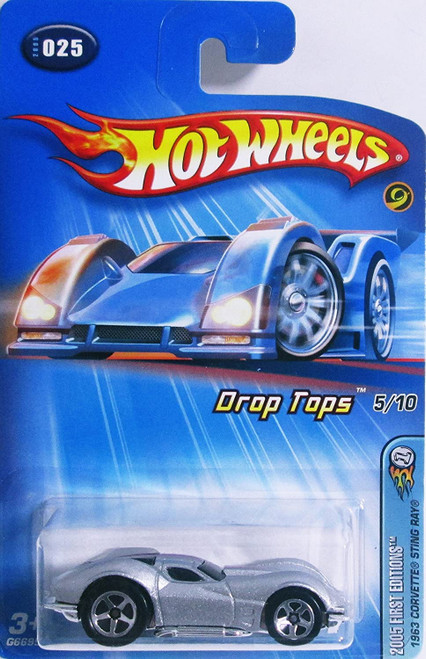 Hot Wheels Drop Tops 5/10 2005 First Edition: 1963 Corvette Sting Ray 1:64 Scale Hot Wheels Drop Tops 5/10 2005 First Edition: 1963 Corvette Sting Ray 1:64 Scale