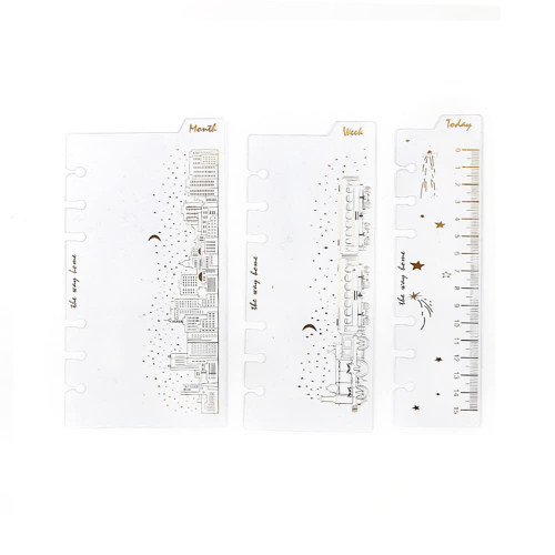 Binder Dividers with Tab 6-Ring Dividers Tab Binder Dividers 3pcs Clear Gold Foil Binder Divider A6 Plastic Metallic Binder Index Dividers Binder Ruler Insertable Organizer Page Tabs