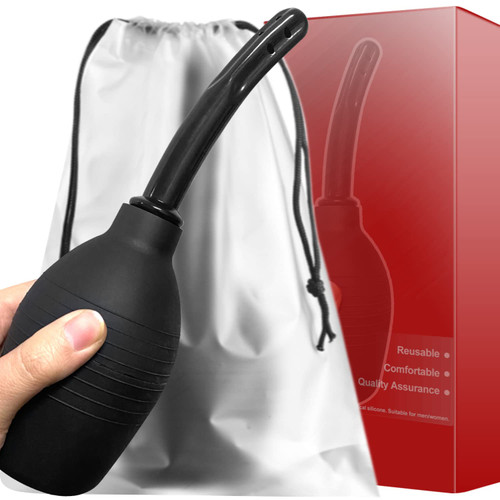 Enema Bulb Douche Enema Kit for Women & Men - 10 OZ Capacity (Black)