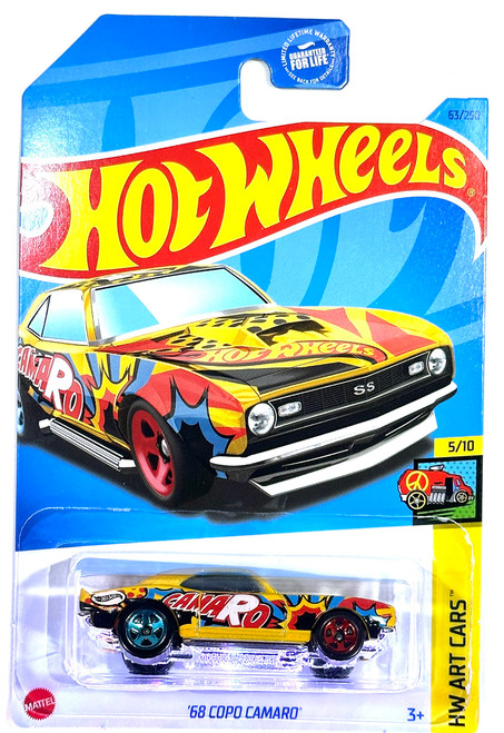 Hot Wheels - COPO Camaro - '68 - Yellow - HW Art Cars 5/10-2023 - Mint/NrMint - Ships Bubble Wrapped in a Correct Size Box Hot Wheels - COPO Camaro - '68 - Yellow - HW Art Cars 5/10-2023 - Mint/NrMint - Ships Bubble Wrapped in a Correct Size Box