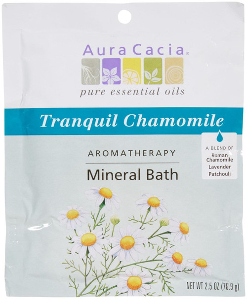 Aura Cacia Tranquil Chamomile Mineral Bath | GC/ MS Tested for Purity | 70.9g (2.5 oz.)