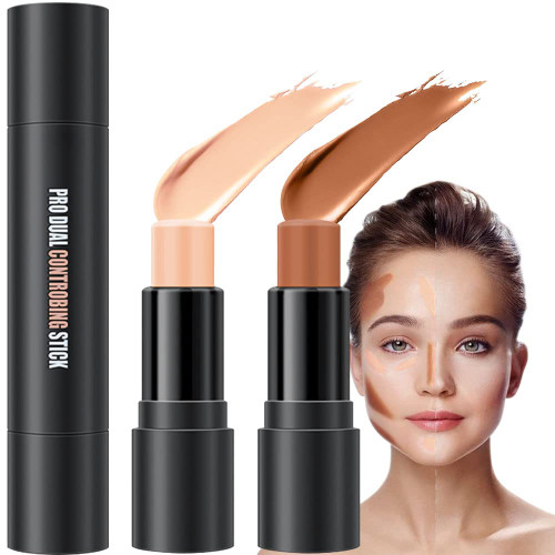 2In1 Cream Contour Stick Palette Contouring Concealer Sticks Makeup Face Cream Kit for Beginners Creamy Contour and Highlight Stick contorno base de maquillaje para mujer en oferta Lotus & Light Brown