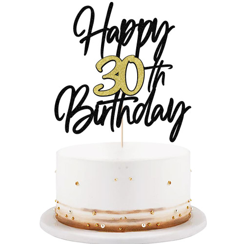 Black and gold happy 30th birthday cake Topper,Flash 30th birthday party cake decorations,happy birthday cake decoration 30th birthday party decoration gift plugin (30-1) Black and gold happy 30th birthday cake Topper,Flash 30th birthday party cake decorations,happy birthday cake decoration 30th birthday party decoration gift plugin (30-1)