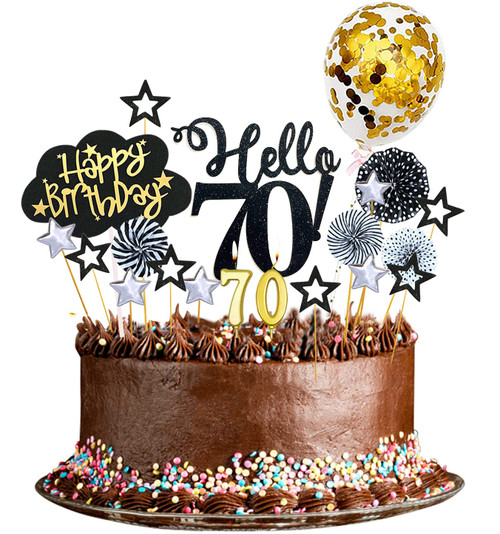 70th Birthday Decorations Cake Topper,70th Cake Toppers For Women Men 70th Cake Decoration,Hello70 happy Birthday Topper Gold Cake Decorations (Hello 70-Black) 70th Birthday Decorations Cake Topper,70th Cake Toppers For Women Men 70th Cake Decoration,Hello70 happy Birthday Topper Gold Cake Decorations (Hello 70-Black)
