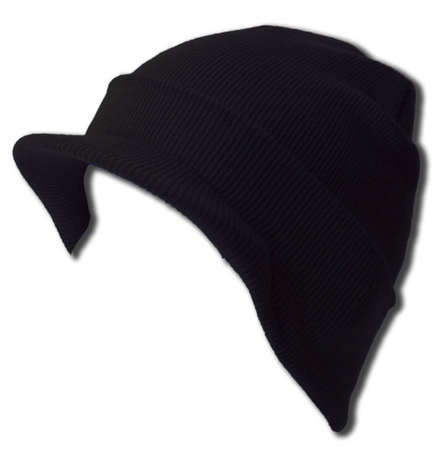 TOP HEADWEAR Blank Cuff Beanie Visor - Black