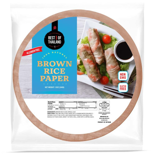 Best of Thailand [Round] Brown Rice Paper Wraps 1 Pack | Perfect for Fresh Spring Rolls & Dumplings | Non-GMO, Gluten-Free, Vegan & Paleo | Kosher for Passover Kitniyot