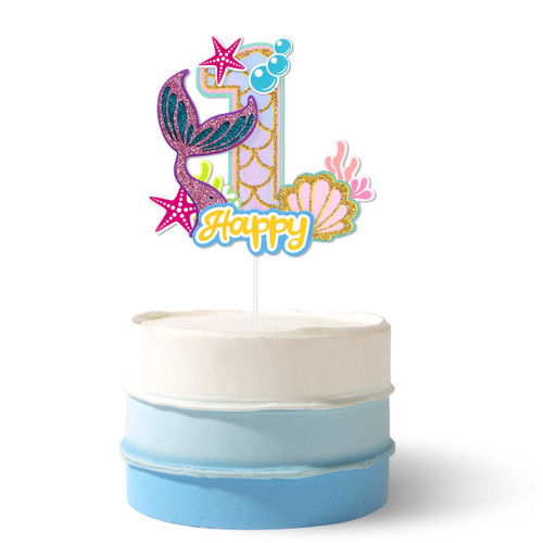 Gexolenu 1 PCS Mermaid 1st Birthday Cake Toppers, Colorful Glitter Under The Sea Theme ONE Cake Decor, First Happy Birthday Ocean World Party Decorations Baby Shower Party Supplies Gexolenu 1 PCS Mermaid 1st Birthday Cake Toppers, Colorful Glitter Under The Sea Theme ONE Cake Decor, First Happy Birthday Ocean World Party Decorations Baby Shower Party Supplies