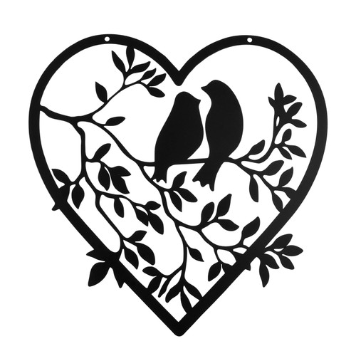 CALIDAKA Bird Wall Art Decor, Bird Pictures Wall Decor Bird Wall Decor, Metal Wall Art Bird On Tree Branch, for Living Room Garden Bedroom Office Home Wall Housewarming Party Decor(black)
