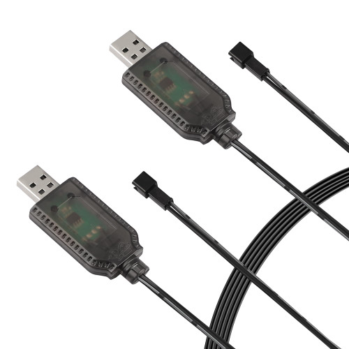 BXIZXD 2 Pack 3.7V USB Charger Cable with SM-2P Plug Connector for RC Cars/Toys, Mini RC Amphibious Stunt Car Boat Trucks 3.7V Li-ion & Li-Po Battery