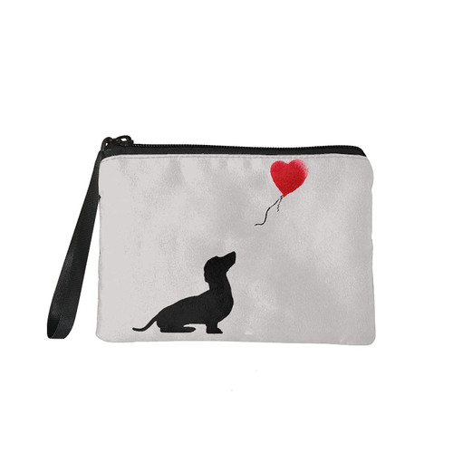 FOR U DESIGNS Small Makeup Bag Coin Purse,Adorable Dachshund Pattern Cosmetic Bag for Women,White Makeup Pouch Toiletry Bag Organizer Pouch Purse Travel Accessories Coin Wallet
