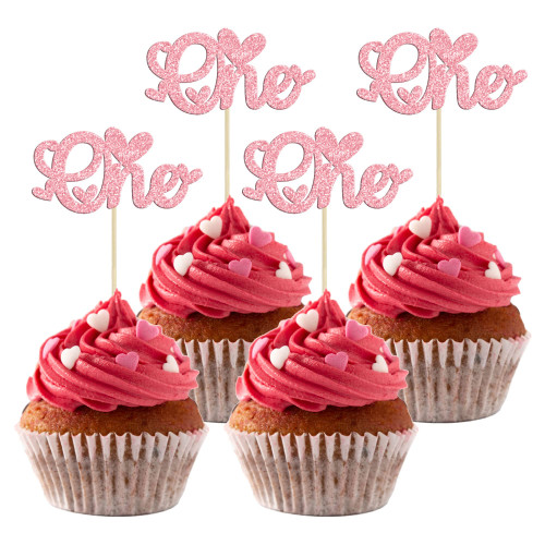 Gyufise 24Pcs One Cupcake Toppers Pink Glitter Sweet Valentine's Day 1st Birthday Party Cupcake Picks Wedding Anniversary valentine's Day Baby Shower First Birthday Party Cake Decorations Supplies Gyufise 24Pcs One Cupcake Toppers Pink Glitter Sweet Valentine's Day 1st Birthday Party Cupcake Picks Wedding Anniversary valentine's Day Baby Shower First Birthday Party Cake Decorations Supplies