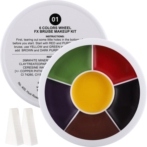 DELISOUL 6 Colors Cream Makeup Wheel, Bruise SFX Makeup Kit, Special Effects Makeup Kit For Vampire Zombie, Professional Non-Toxic FX Face Body Paint With Stipple Sponge For Halloween Costume Cosplay DELISOUL 6 Colors Cream Makeup Wheel, Bruise SFX Makeup Kit, Special Effects Makeup Kit For Vampire Zombie, Professional Non-Toxic FX Face Body Paint With Stipple Sponge For Halloween Costume Cosplay