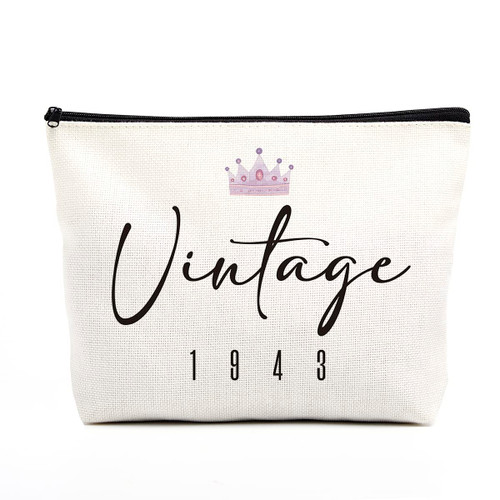 80th Birthday Gifts for Women Makeup Bag 80th Birthday Decorations Boho Crown 80 Year Old Birthday Gifts for Women Birthday Party Favors for Her Female Mom Grandma Aunt Sister Teacher Vintage 1943