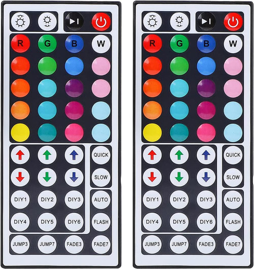 44 Key RGB LED Strip Light Remote Controller, IR Remote Controller Replacement for SMD 5050 3528 2835 RGB LED Light Strip Lights (2 Pack) 44 Key RGB LED Strip Light Remote Controller, IR Remote Controller Replacement for SMD 5050 3528 2835 RGB LED Light Strip Lights (2 Pack)