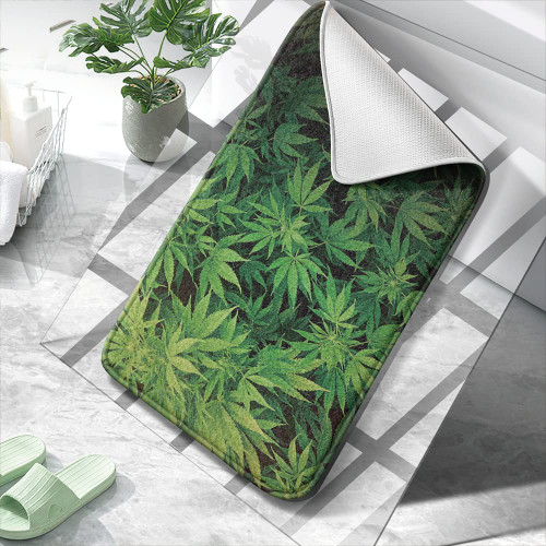 Bathroom Rug Bath Rugs Leaves Plant Decor Non-Slip Design Bath Mat Microfiber Thick Shaggy Water Absorbent Soft Machine Washable Floor Mat Bathroom Rugs for Bathroom Shower