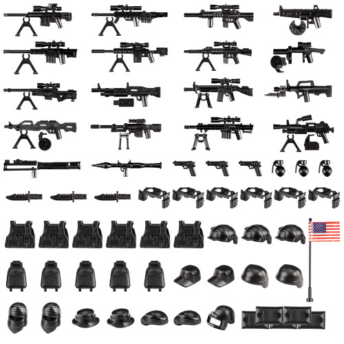 MaozyHomie Toy Soldiers Figures US Army Battle Toy Set - Weapons Pack Military Weapon Battle Building Blocks Compatible with Major Brand, 3 Years Old and up