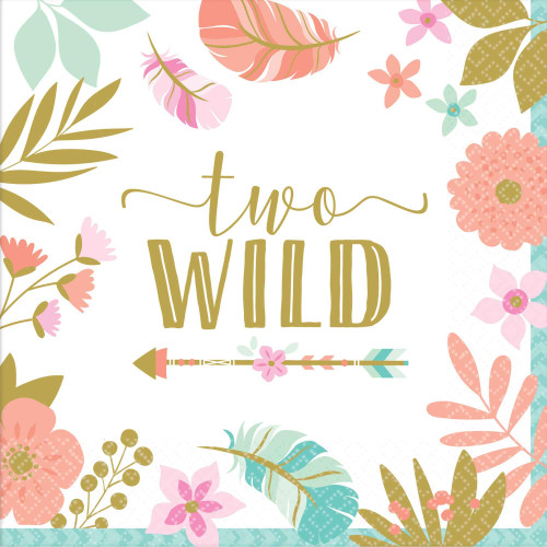 Amscan Boho Birthday Girl Luncheon Napkins- 6 1/2" x 6 1/2" | Pack of 16