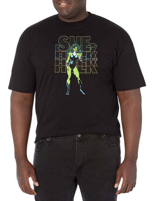 Marvel Big & Tall Classic She Hulk Men's Tops Short Sleeve Tee Shirt, Black, XX-Large
