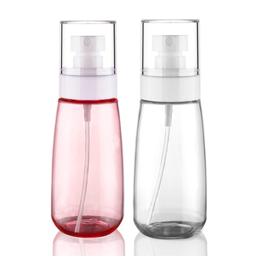Wowang 2 Pack Fine Mist Spray Bottles Small Spray Bottles TSA Approved 3.4oz/100ml Travel Size Bottles Refillable Leak Proof Spray Bottle for Hair Perfumes Skincare Water Face Sprayer(Clear+Pink)