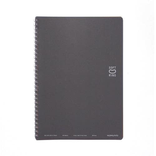 KOKUYO D Shaped Soft Ring Notebook, 6mm ruled w/dot-lines, 36 Lines, 40 Sheets, B5, Gray, Japan Import (SU-SV301BT-DM)