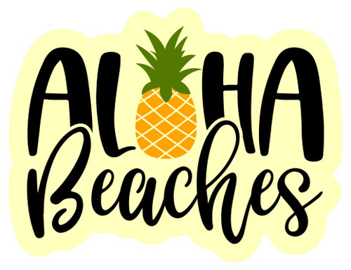 Aloha Beaches Pineapple Vinyl Decal Sticker - Car Truck Van SUV Window Wall Cup Laptop - One 5.5 Inch Decal - MKS1308