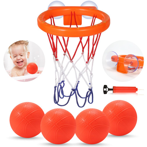 Bath Toys,Mold Free Bath Basketball Hoop for Toddlers 1-3.,No Mold Bathtub Basketball Hoop for Kids,Strong Suction Cup Basketball Hoop & 4 Soft Balls Set for Boys Girls.Shower Toys for Kids Ages 4-8