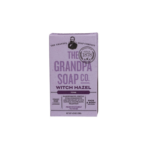 The Grandpa Soap Company Witch Hazel Bar Soap Vegan, Natural Face & Body Soap | Organic Witch Hazel + Lavender | Paraben Free Bar Soap | Unisex| 4.25 Oz.