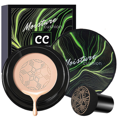 QIUFSSE Mushroom Head Air Cushion CC Cream Foundation, Mushroom Head Foundation BB Cream Makeup Foundation Concealer Brighten Long-lasting Oil Control and Moisturizing-Natural