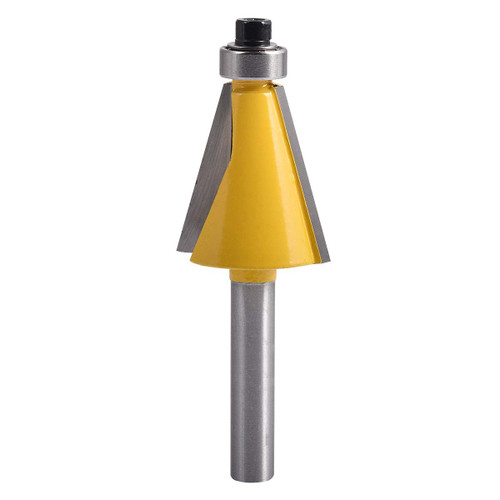 KATUR 15 Degree Chamfer and Bevel Edging Router Bit, Carbide Tipped Chamfer Router Bit with 1/4 Inch Shank, Woodworking Milling Cutter (1/4" Shank 15 Degree)