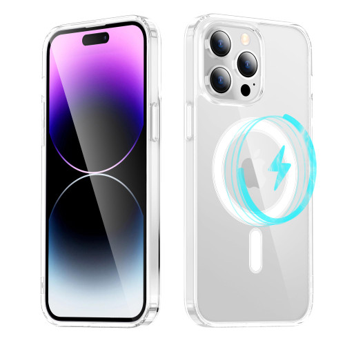 iPhone 11 pro max Case Compatible with MagSafe, [Strong Magnet] [Non-Yellowing] [10FT Military Grade Protection] Magnetic Clear Slim Phone Case Bumper Thin Cover for iPhone 11 pro max - Clear