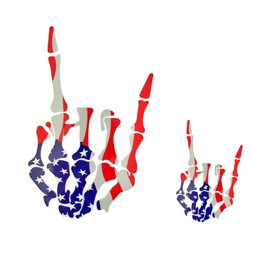 2pcs Skull Skeleton Bone Middle Finger Decal Sticker Silhouette Decal Auto Bumper Sticker Vinyl Car Truck RV SUV Vans Walls Laptop