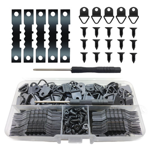 Picture Hanging Kit 251 PCS, Include 50 Sawtooth Picture Hangers, 50 D Ring Picture Hangers, 150 Screws and 1 Screwdriver, Picture Hanging Hardware with Paired Quantity, Picture Frame Hanging