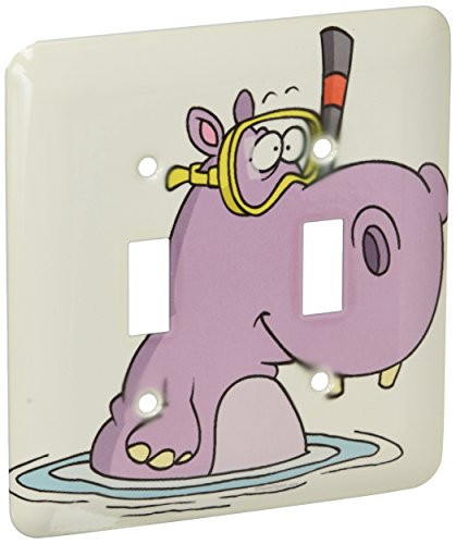 3dRose lsp_104034_2 Funny Cute Snorkeling Swimming Hippo Double Toggle Switch