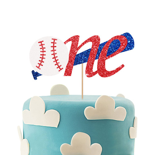 Baseball One Cake Topper, Baseball Sign Cake Decor, Sport Sign Happy 1st Birthday Party Supplies, Baby Boy One Year Old Birthday Party Decoration - Blue & Sliver & Red Glitter Baseball One Cake Topper, Baseball Sign Cake Decor, Sport Sign Happy 1st Birthday Party Supplies, Baby Boy One Year Old Birthday Party Decoration - Blue & Sliver & Red Glitter